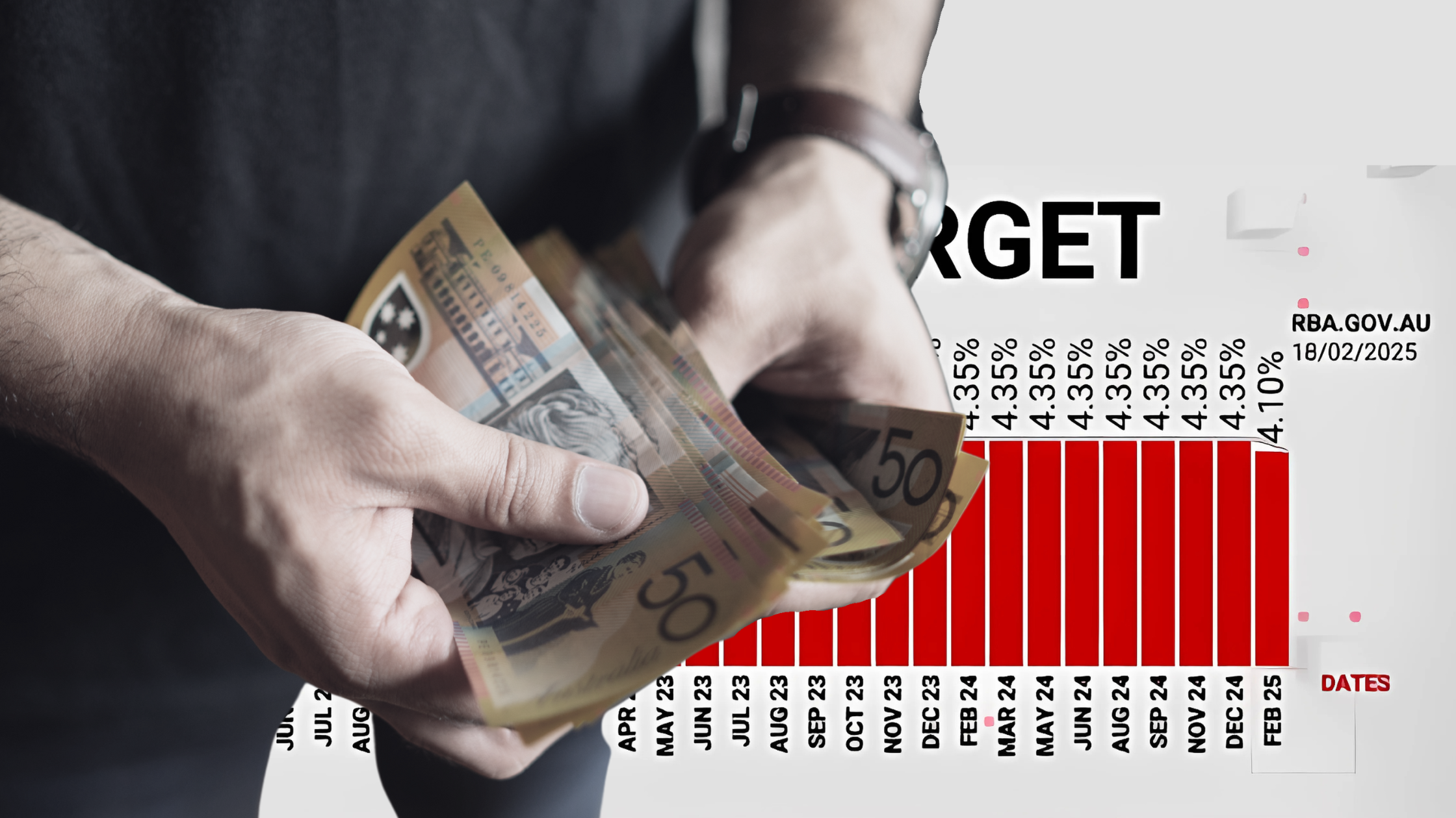 hand person counting money and showing RBA rate cut